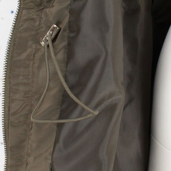 Hooded Zip Up Windbreaker Utility Jacket Olive - Picture 5 of 8